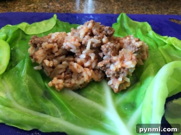 Comforting Crockpot Cabbage Creations 5 Close-up of Slow cooker stuffed cabbage rolls in a serving dish, garnished with fresh herbs.