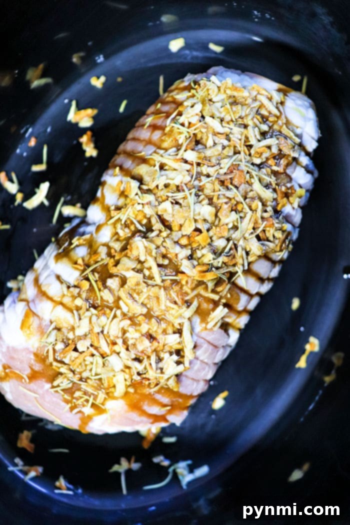 French Onion Slow Cooker Pork Roast 5 Crockpot Pork Roast, tender and flavorful, ready for your dinner table.
