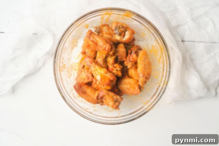 Air Fryer hot wings in a serving bowl.