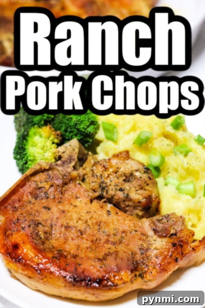 Ultimate Slow Cooker Ranch Pork Chops 6 Ranch pork chops, glistening and ready to eat.