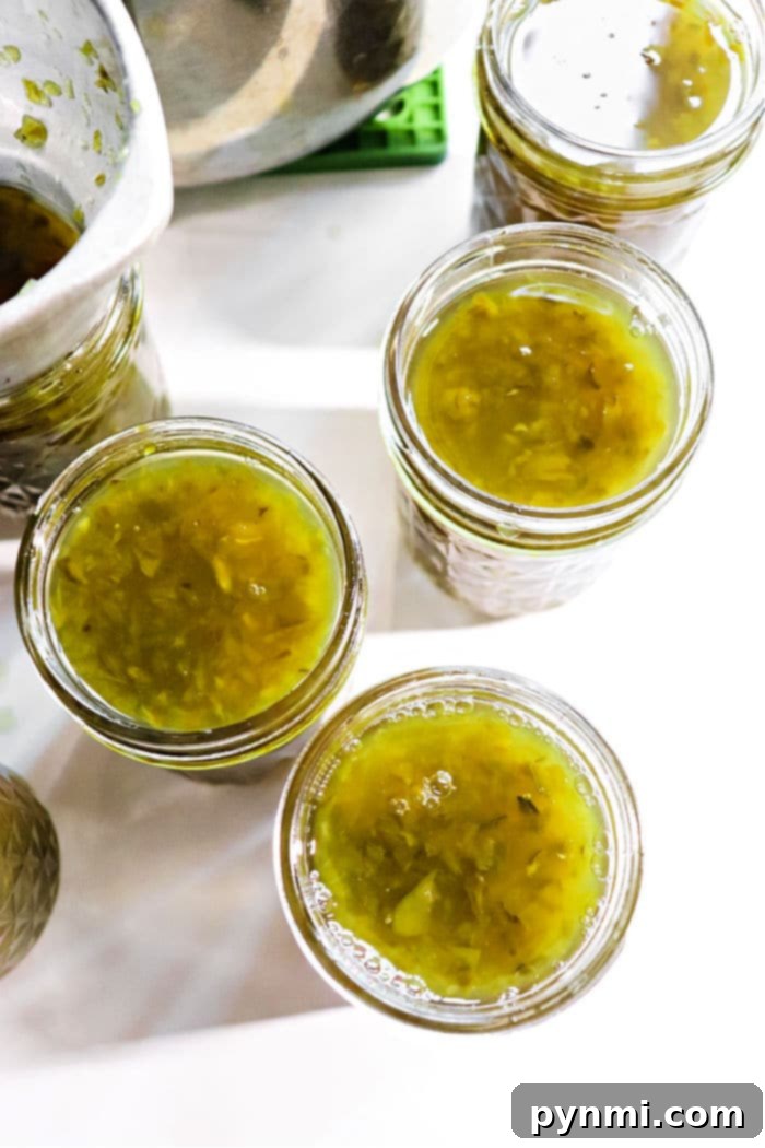 Sweet Heat Pepper Jelly 5 Step-by-step canning process for pepper jelly, with boiling water and tongs