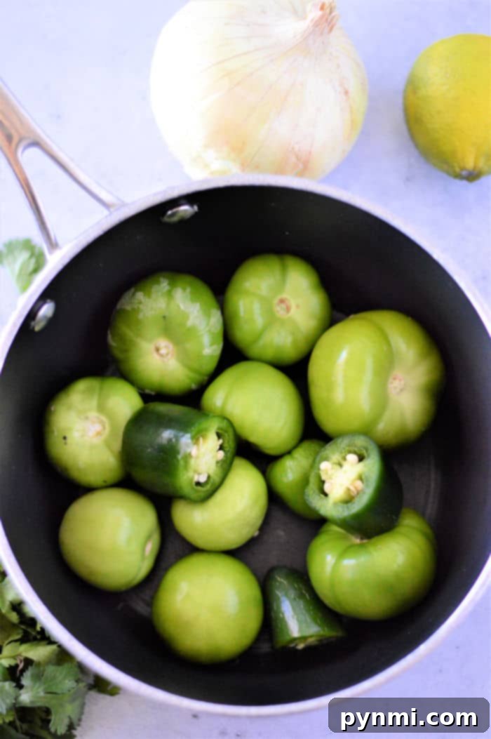 Tomatillos and jalapenos