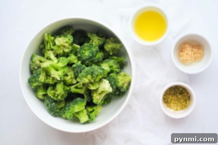 Air Fryer Crispy Frozen Broccoli 5 Cooking frozen broccoli in an air fryer basket, showing a healthy side dish