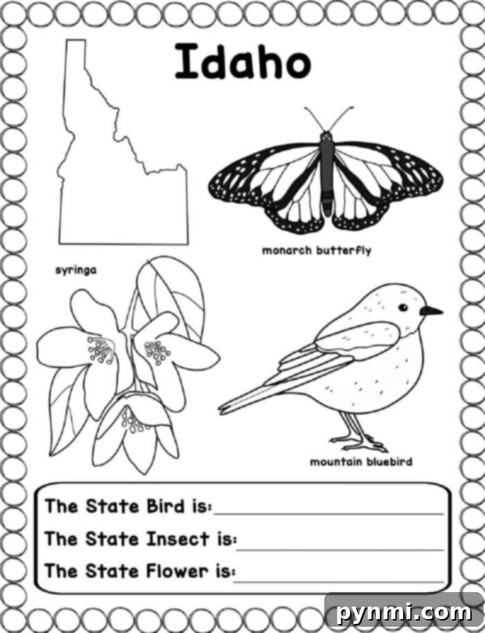 Free Printable US States Worksheets 4 Kids Learning About Idaho State Map and Facts