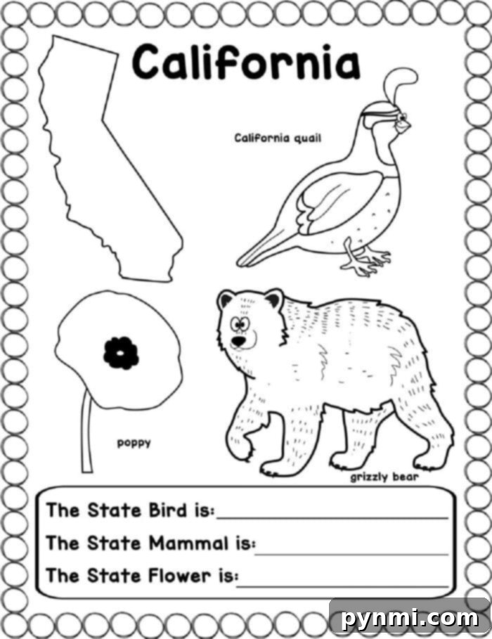 Free Printable US States Worksheets 7 State of California Worksheet for Kids