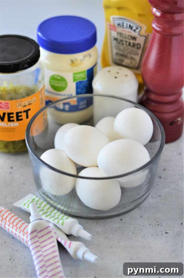 Crafting Colorful Deviled Eggs 3 Step-by-step guide showing how to color hard-boiled egg whites for deviled eggs, highlighting the vibrant effect and ease of the process