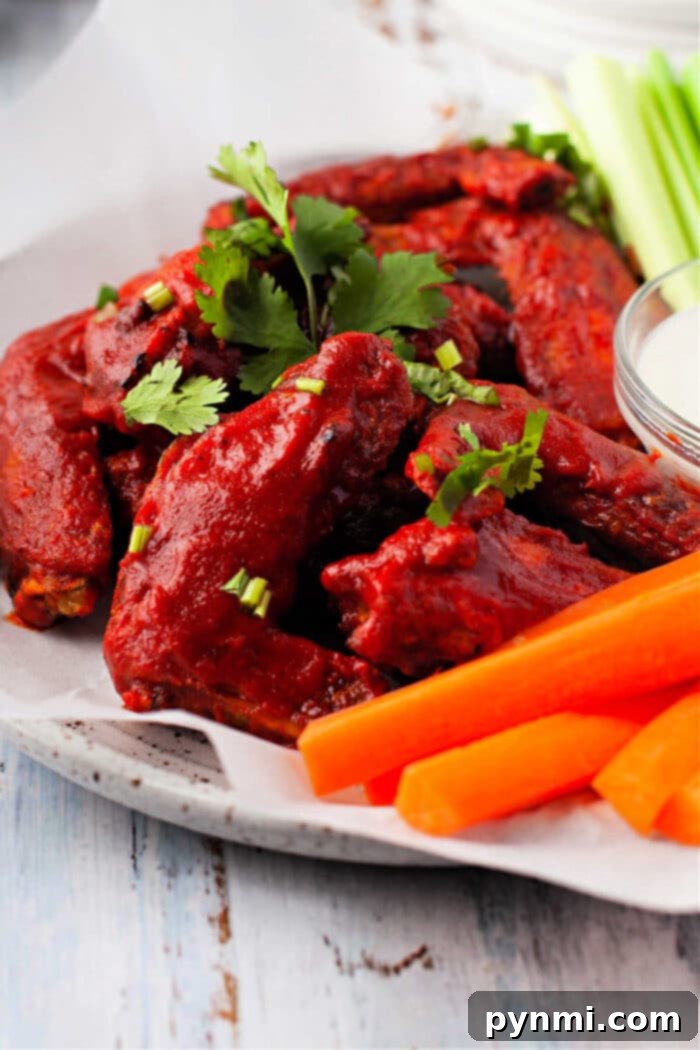 Air Fryer BBQ Chicken Wings, beautifully plated and ready to serve.