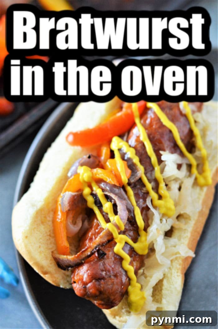 Effortless Oven Bratwurst Perfection 2 How to Cook Bratwurst in the Oven: A delicious sheet pan meal with sausages, peppers, and onions