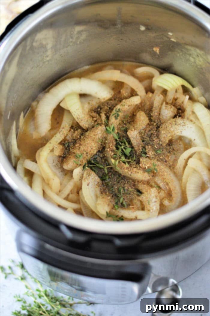 onions and chicken in instant pot