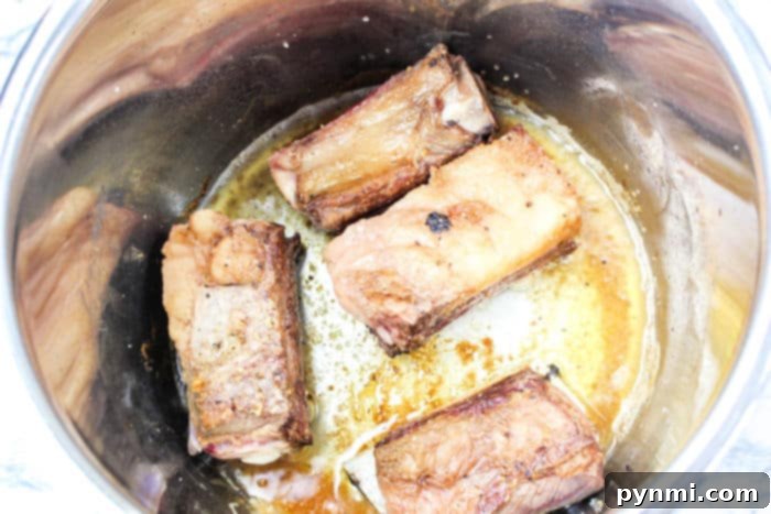 Delicious English cut short ribs cooked in a Ninja Foodi, showcasing their tender texture.