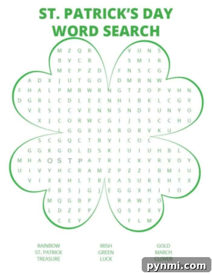 Printable Shamrock Coloring Sheets for Free 6 St. Patrick's Day Word Search