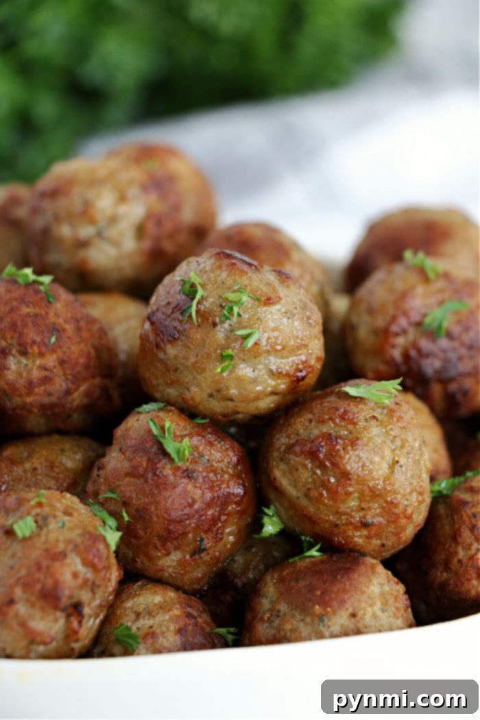Beyond the Bag Creative Frozen Meatball Meals 9 A bowl of delicious meatballs, perfectly sauced and garnished with fresh herbs, ready to be enjoyed.