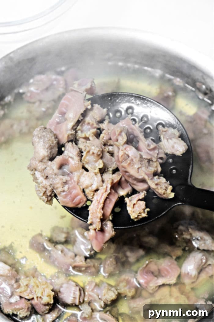 Southern-Style Gizzards and Gravy 5 boiled chicken gizzards