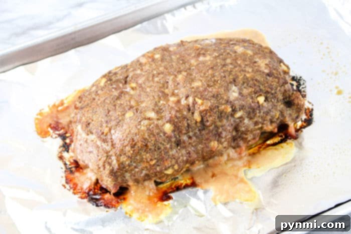 Baked old fashioned meatloaf ready to serve