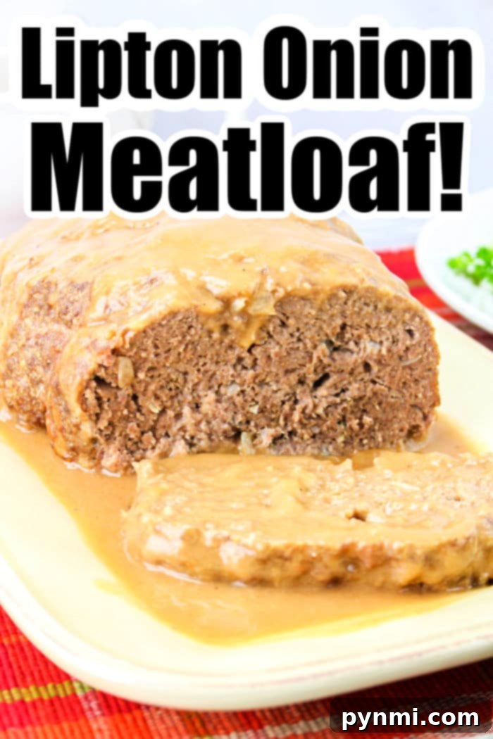 Full Lipton Meatloaf Recipe on a serving plate
