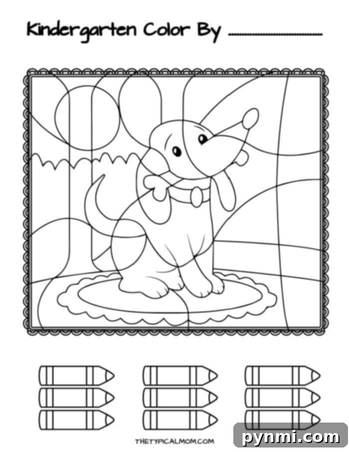 Blank kindergarten color by number template