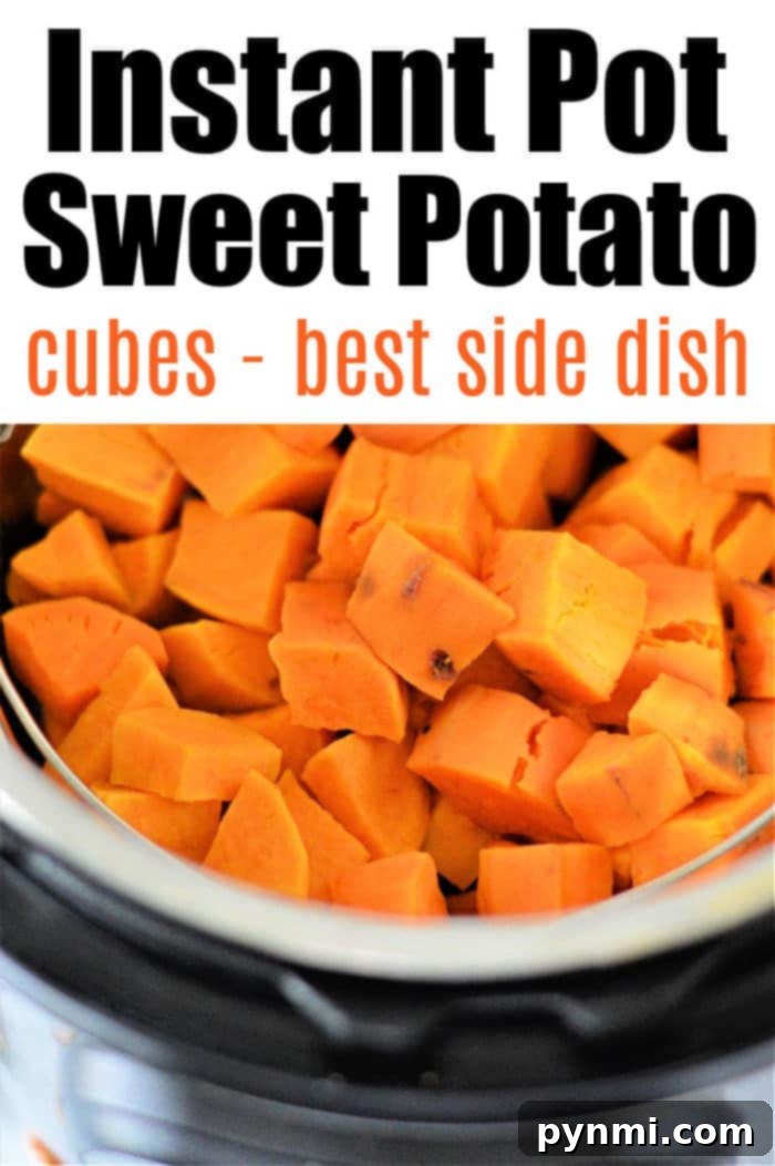 Speedy Instant Pot Sweet Potato Cubes 6 Instant-Pot-Sweet-Potatoes cubed, seasoned and ready to eat