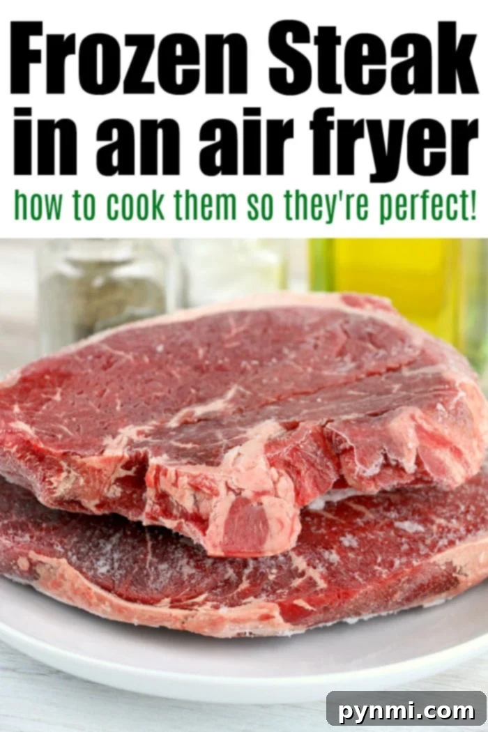 Frozen Steak in Air Fryer recipe - A convenient and delicious way to cook steak directly from frozen.