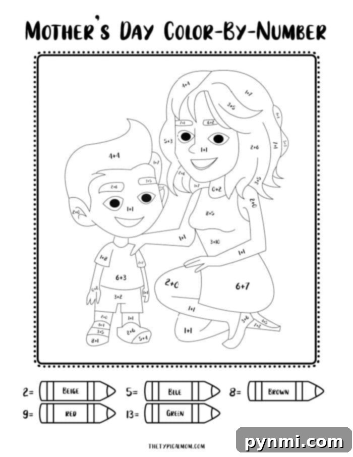 Mothers Day Color by Number design featuring a floral pattern