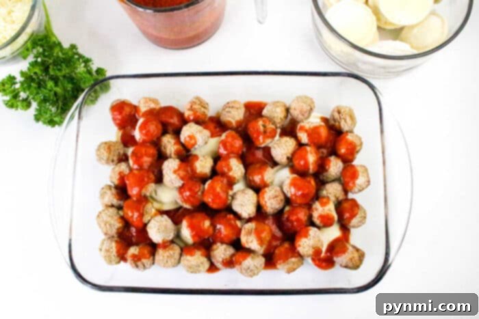 Ravioli Bake 5 Meatballs and Sauce