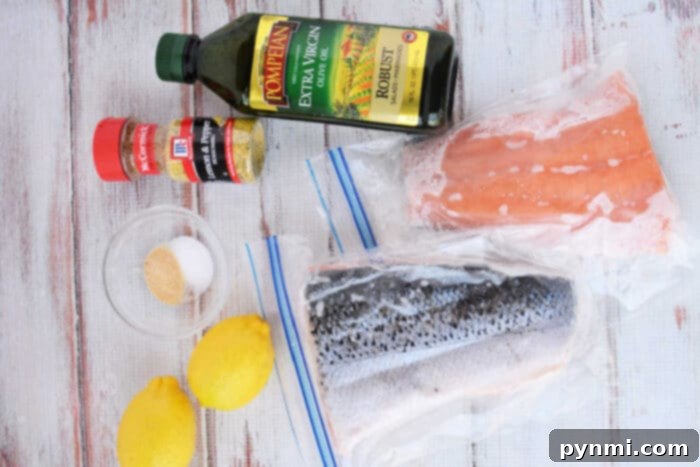 Ingredients for cooking frozen salmon in the oven